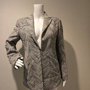 Vintage Valentino Miss V Chevron Striped Blazer Jacket Black White 6